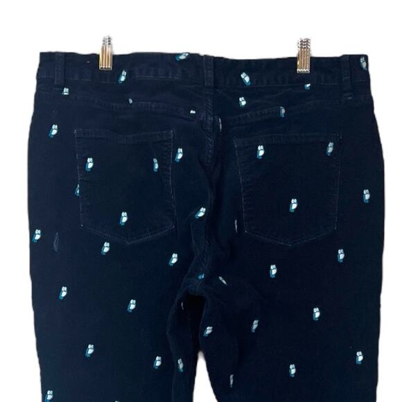 Talbots Corduroy Jeans Simply Flattering Owl Embroidery Navy Blue Women Size 16 - Picture 4 of 8